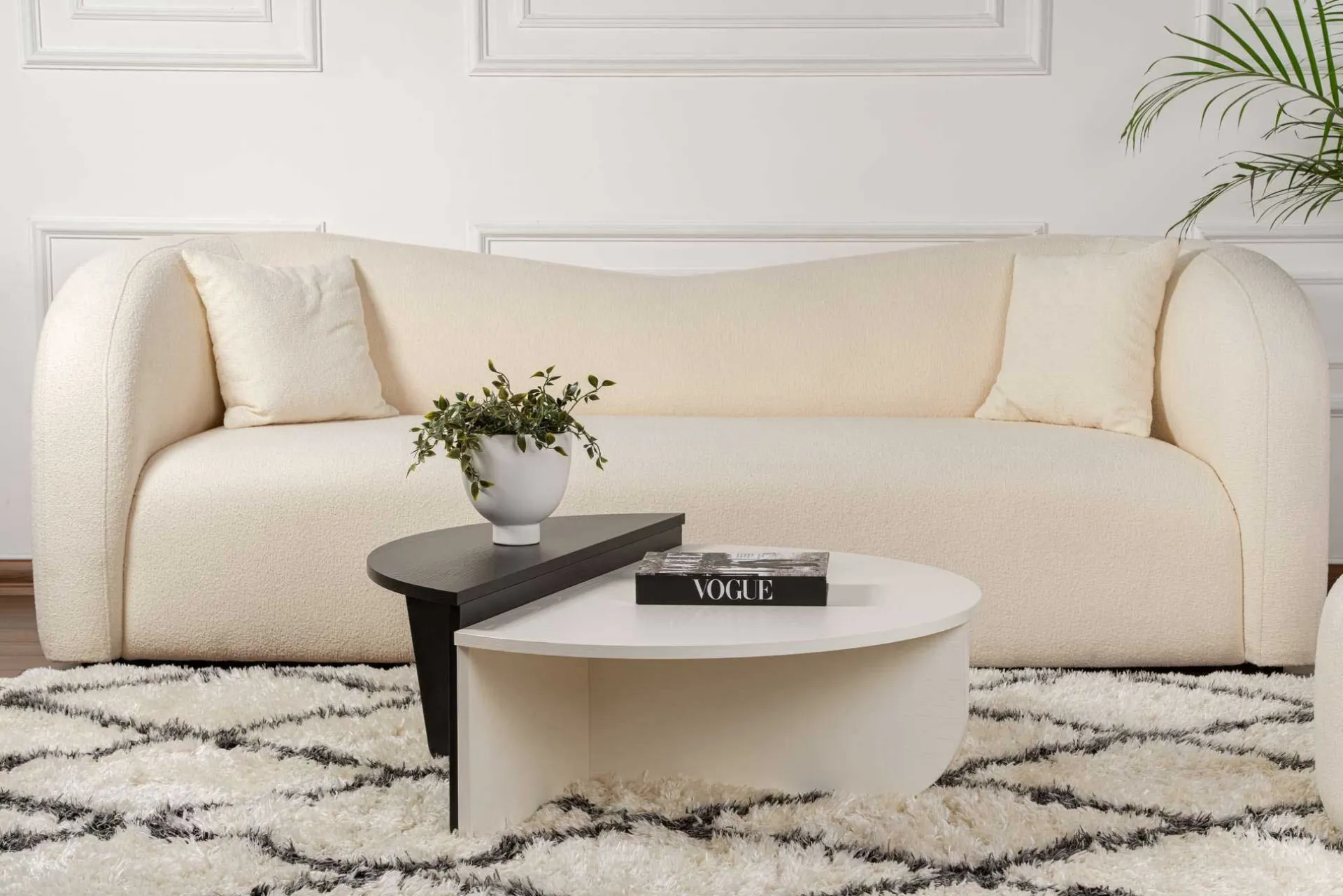 Emob Couchtische Orion - 60x90x30cm - Satz von 2 - weiß/schwarz