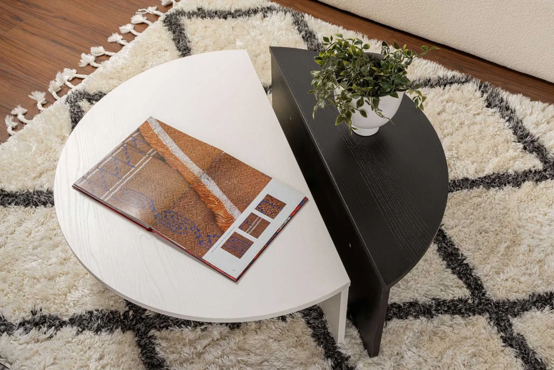 Emob Couchtische Orion - 60x90x30cm - Satz von 2 - weiß/schwarz