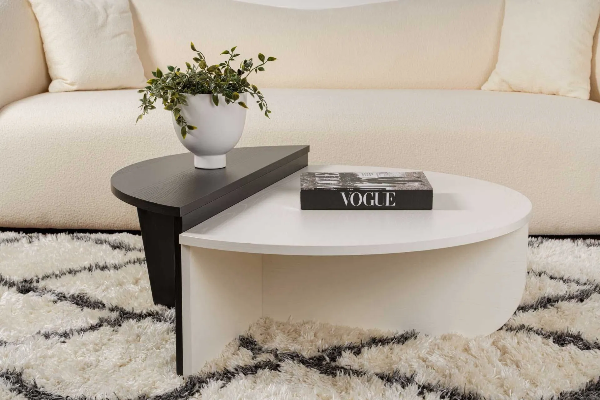 Emob Couchtische Orion - 60x90x30cm - Satz von 2 - weiß/schwarz