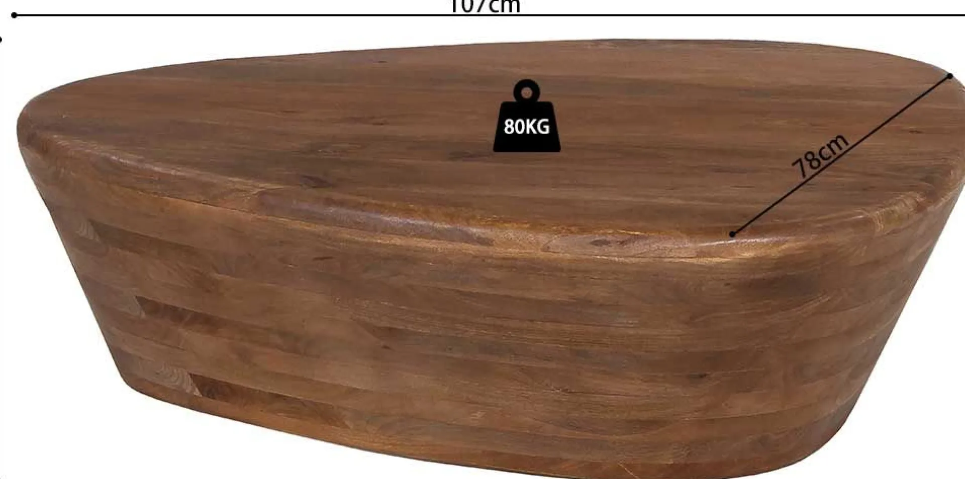 Rousseau Couchtisch Evariste | 107 x 78 x 30 cm | Mangoholz massiv