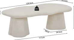 Rousseau Couchtisch Faro - 130x70x40cm - Zementfarbe -