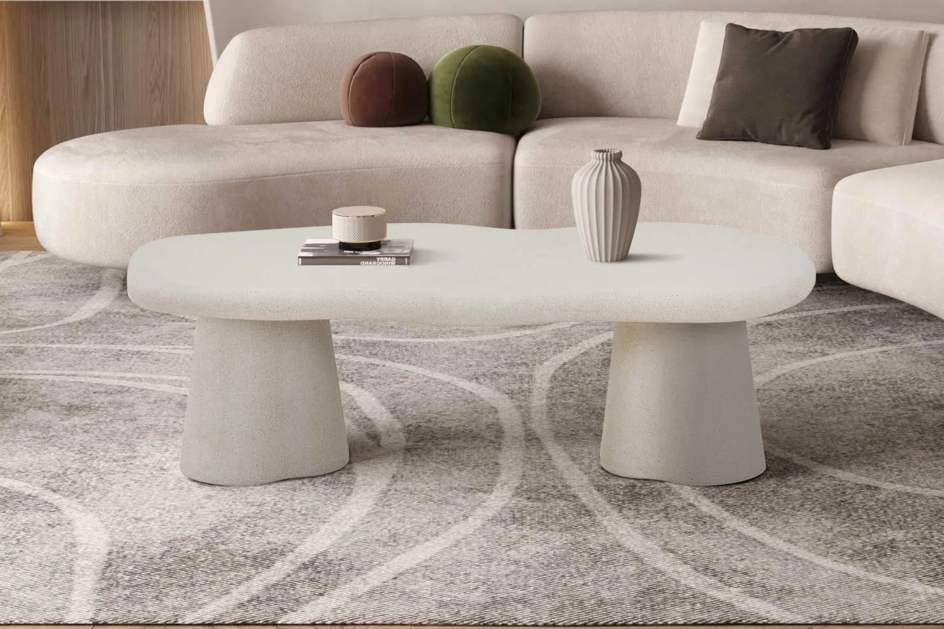 Rousseau Couchtisch Faro - 130x70x40cm - Zementfarbe -