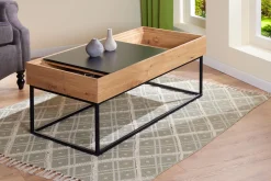 Interlink Couchtisch Filora | 110 x 50 x 40 cm | 2 Ablagefächer | Farbe: Eiche