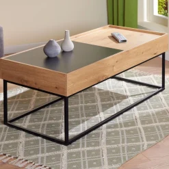 Interlink Couchtisch Filora | 110 x 50 x 40 cm | 2 Ablagefächer | Farbe: Eiche