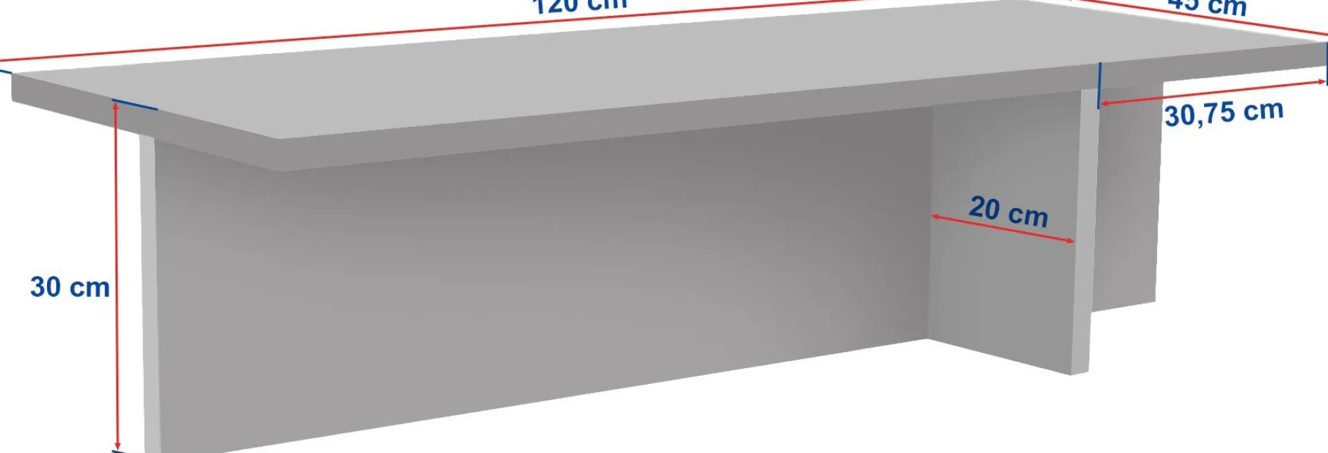 Emob Couchtisch Harbor - 100% MELAMINE - Saphireiche - 30 x 45 x 120 cm