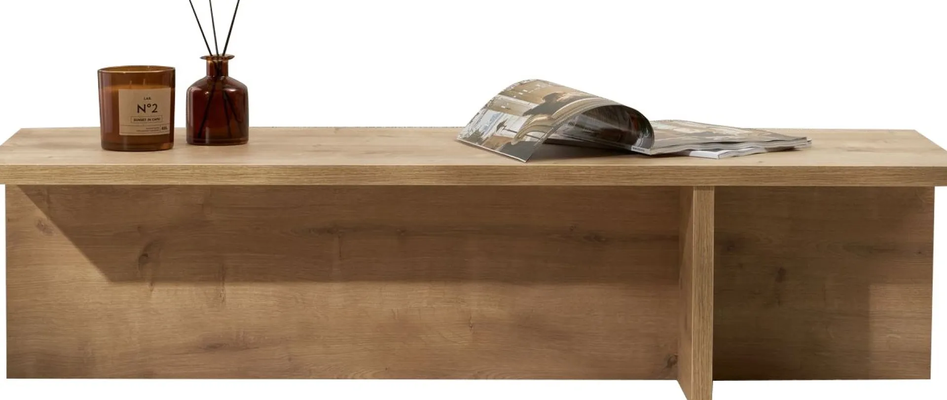 Emob Couchtisch Harbor - 100% MELAMINE - Saphireiche - 30 x 45 x 120 cm