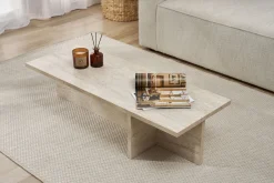 Emob Couchtisch Harbor - 100% MELAMINE - Travertin - 30 x 45 x 120 cm