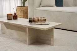 Emob Couchtisch Harbor - 100% MELAMINE - Travertin - 30 x 45 x 120 cm
