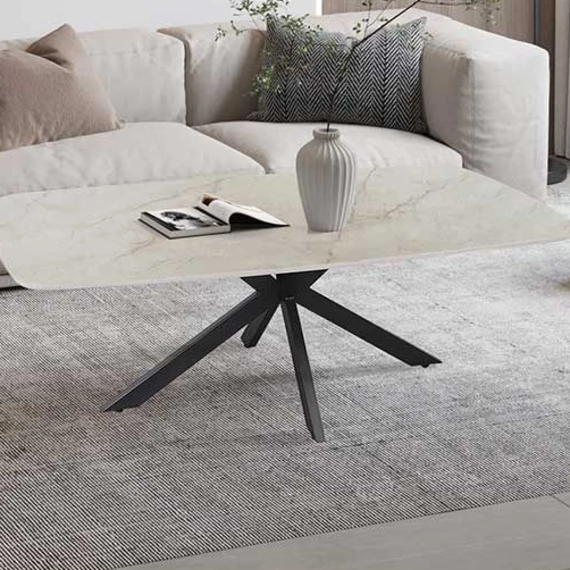 Rousseau Couchtisch Helios - 130x70x45cm - Dänisch oval - Marmor