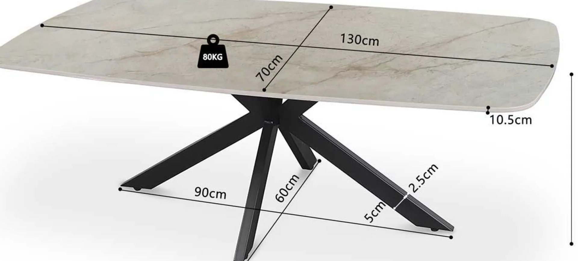 Rousseau Couchtisch Helios - 130x70x45cm - Dänisch oval - Marmor