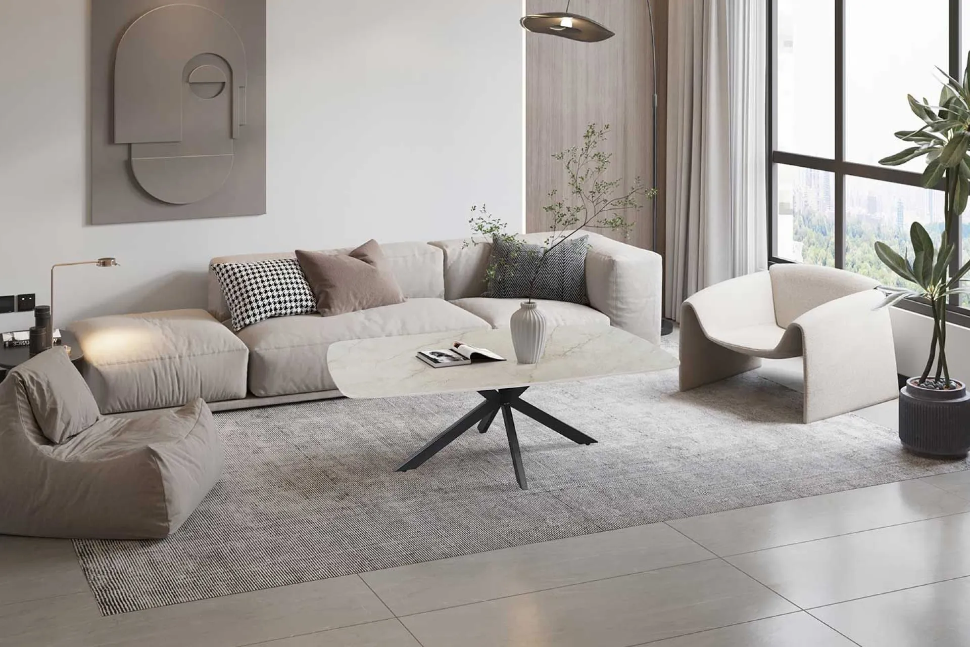 Rousseau Couchtisch Helios - 130x70x45cm - Dänisch oval - Marmor