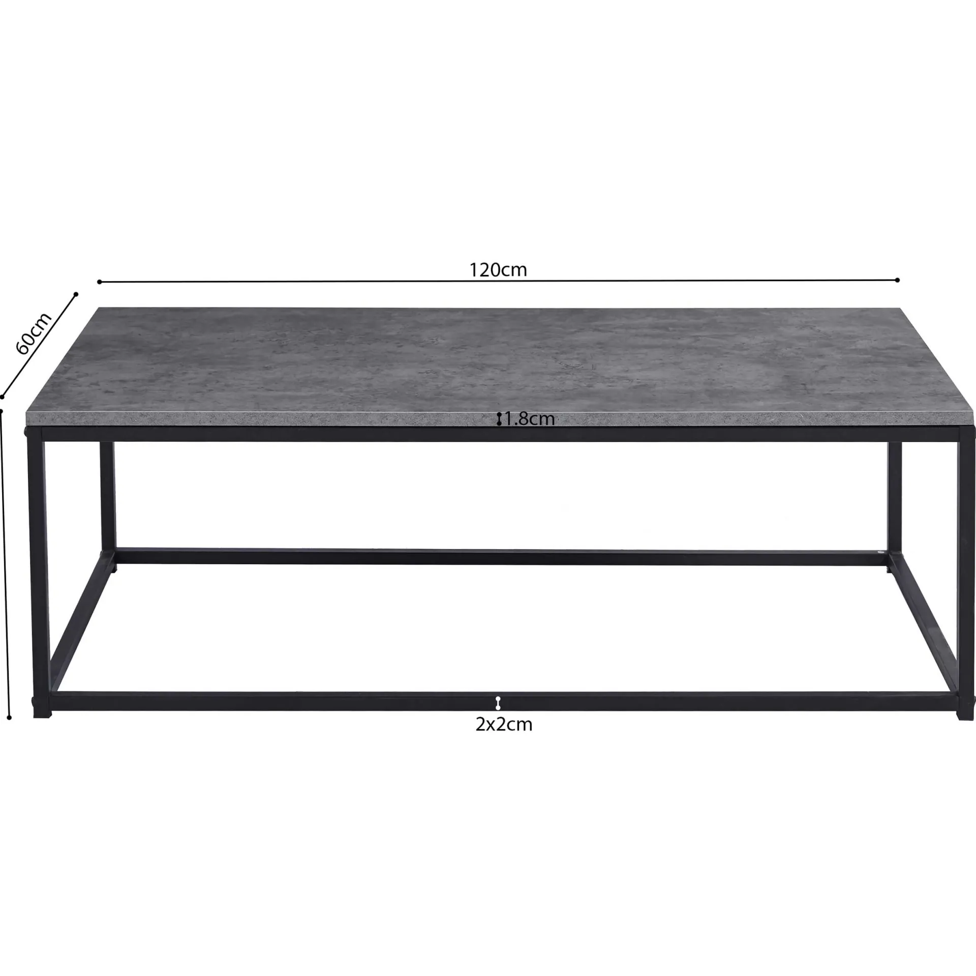 Rousseau Couchtisch in Betonoptik - Dallas | H-H 40 x B-L 120 x T-P 60 cm