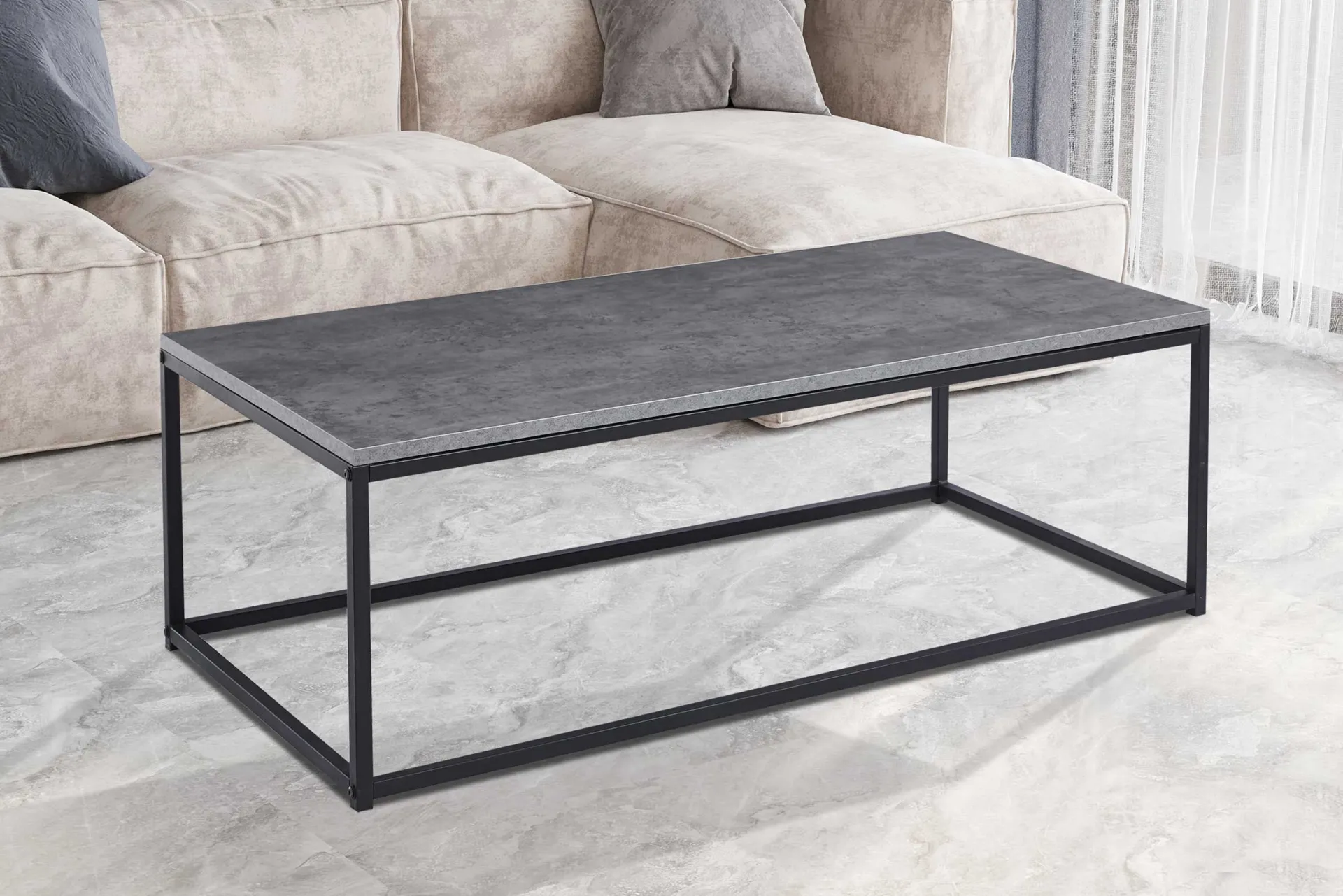 Rousseau Couchtisch in Betonoptik - Dallas | H-H 40 x B-L 120 x T-P 60 cm