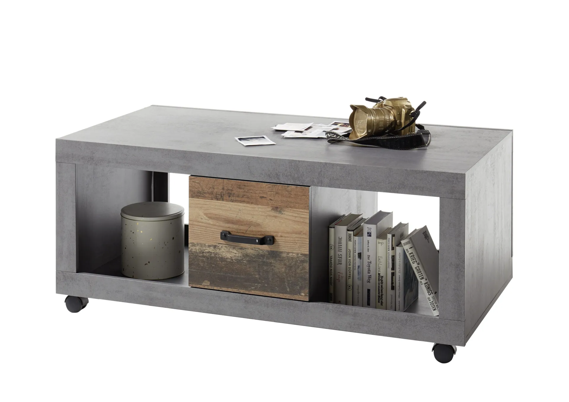 Emob Couchtisch Indus 115cm mit 2 Schubladen - Beton
