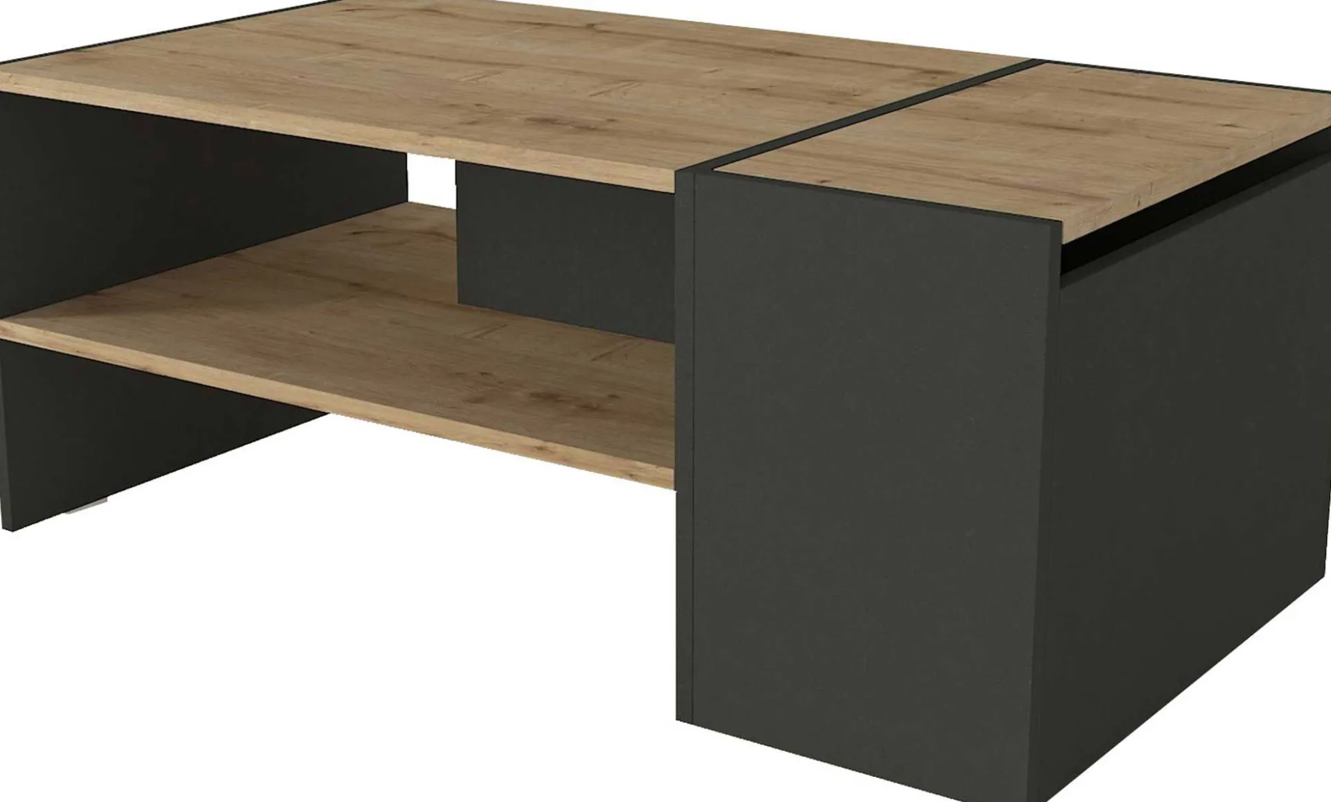 Emob Couchtisch Izia - 110x60x45cm - Anthrazit/Eiche Dekor