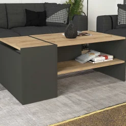 Emob Couchtisch Izia - 110x60x45cm - Anthrazit/Eiche Dekor