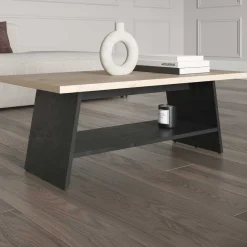 CBA Couchtisch Jacynthe - 91x45x34cm - Eiche Dekor/Betonoptik