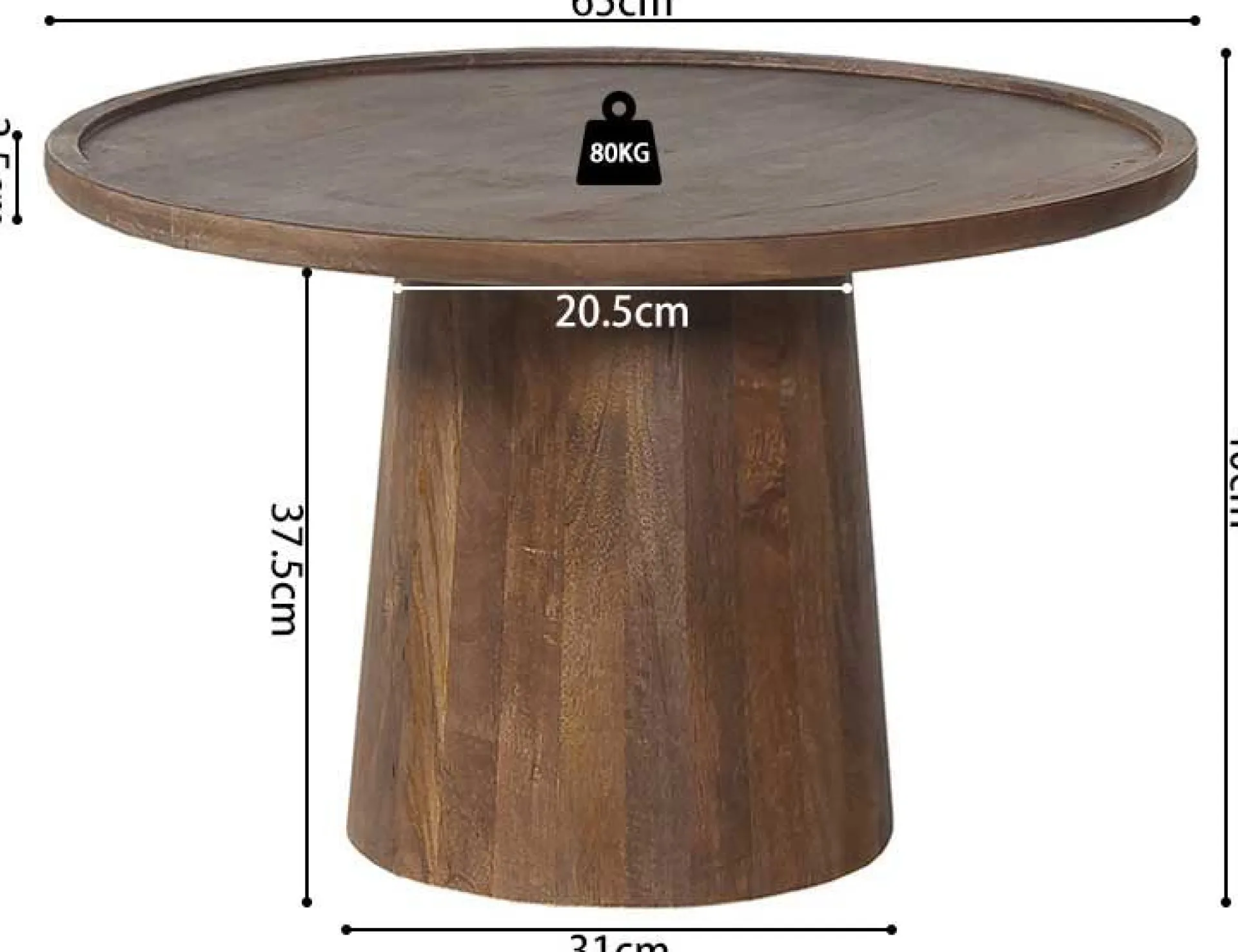Rousseau Couchtisch Juliana | Ø65 x 40 cm | Mangoholz