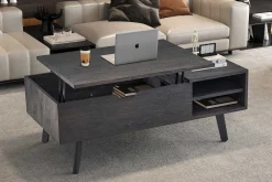 Rousseau Couchtisch Justine - 120x60x45cm - verstellbar - mit Ablage - dunkel