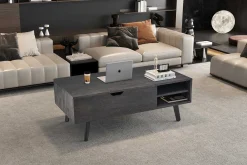 Rousseau Couchtisch Justine - 120x60x45cm - verstellbar - mit Ablage - dunkel