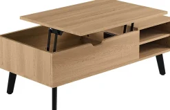 Rousseau Couchtisch Justine - 120x60x45cm - verstellbar - mit Ablage - Eiche Dekor