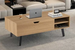 Rousseau Couchtisch Justine - 120x60x45cm - verstellbar - mit Ablage - Eiche Dekor
