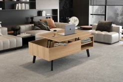 Rousseau Couchtisch Justine - 120x60x45cm - verstellbar - mit Ablage - Eiche Dekor