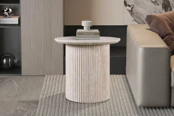 Rousseau Couchtisch Lagos - Ø50x46cm - Travertin