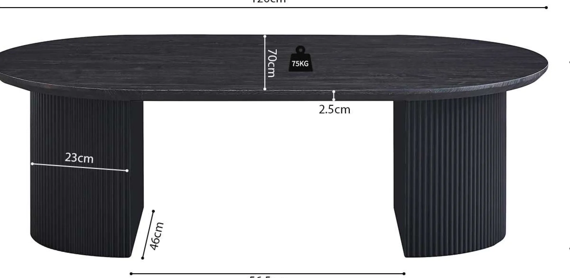 Rousseau Couchtisch Lagos | 120 x 70 x 38 cm | Dunkel