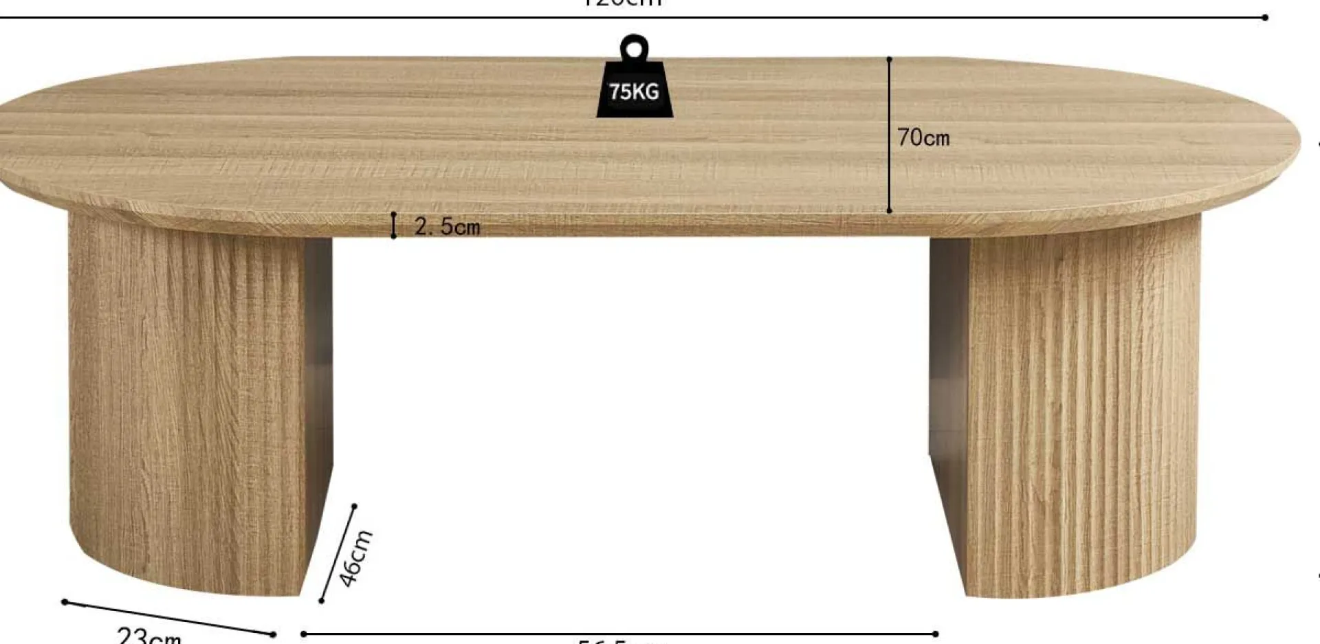Rousseau Couchtisch Lagos - 120x70x38cm - Eiche Dekor