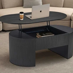 Rousseau Couchtisch Lagos - 120x70x45cm - verstellbar - mit Ablage - dunkel