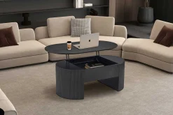 Rousseau Couchtisch Lagos - 120x70x45cm - verstellbar - mit Ablage - dunkel