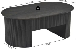 Rousseau Couchtisch Lagos - 120x70x45cm - verstellbar - mit Ablage - dunkel