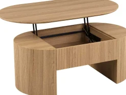 Rousseau Couchtisch Lagos - 120x70x45cm - verstellbar - mit Ablage - Eiche Dekor