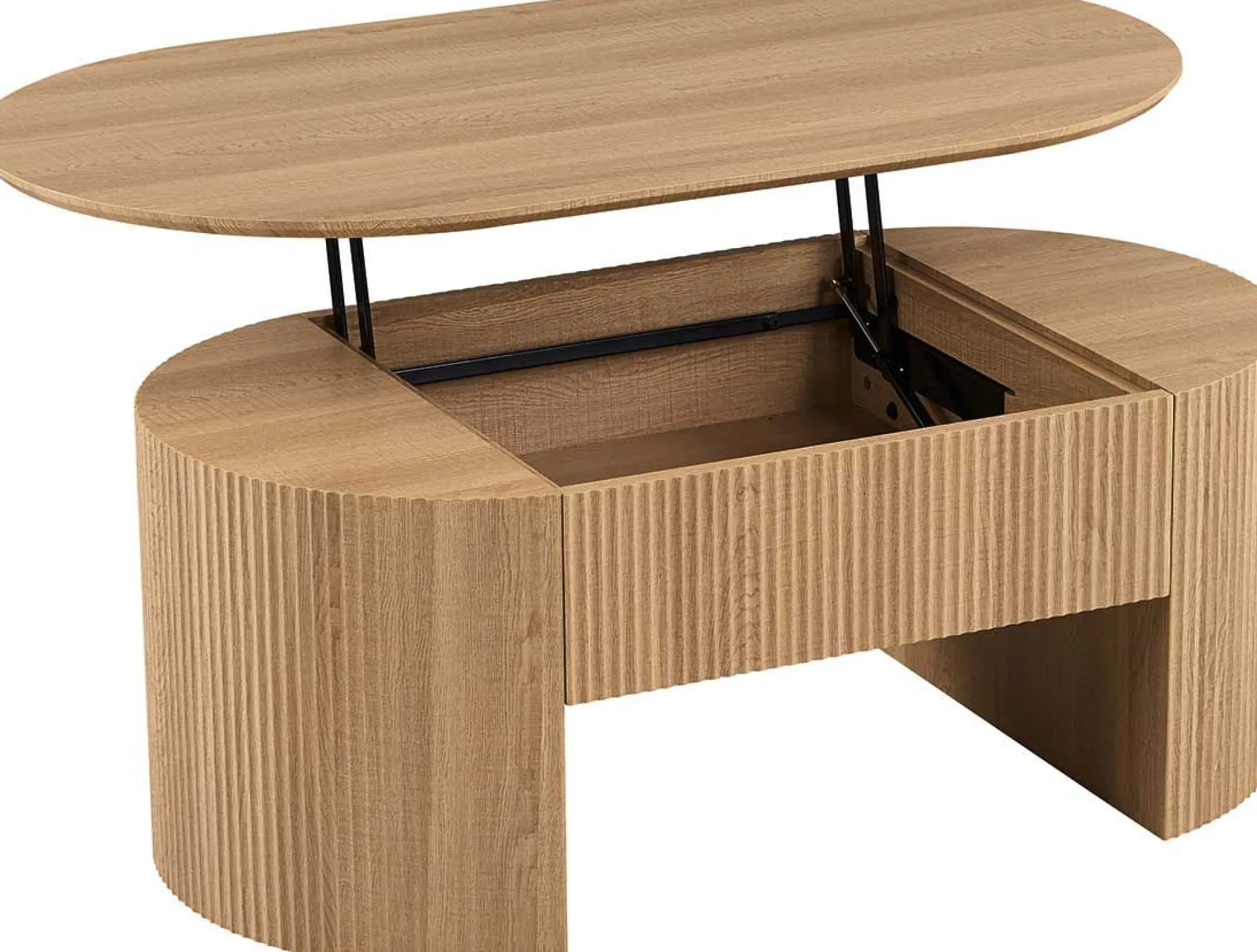 Rousseau Couchtisch Lagos - 120x70x45cm - verstellbar - mit Ablage - Eiche Dekor