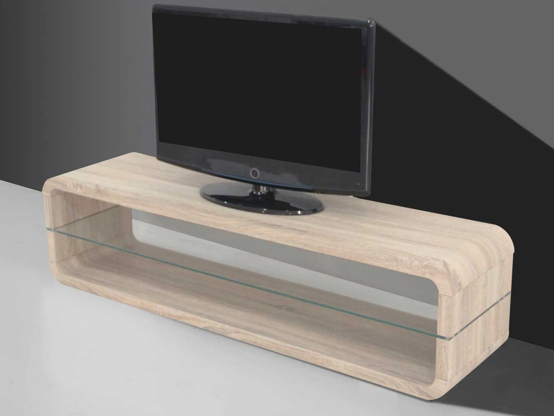 Couchtisch Lewis - 43x120x60 cm - Hellbraun/Sicherheitsglas