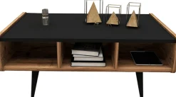 Emob Couchtisch Line - 100% MELAMINE - Heller Nussbaum - 90 x 40 x 56 cm