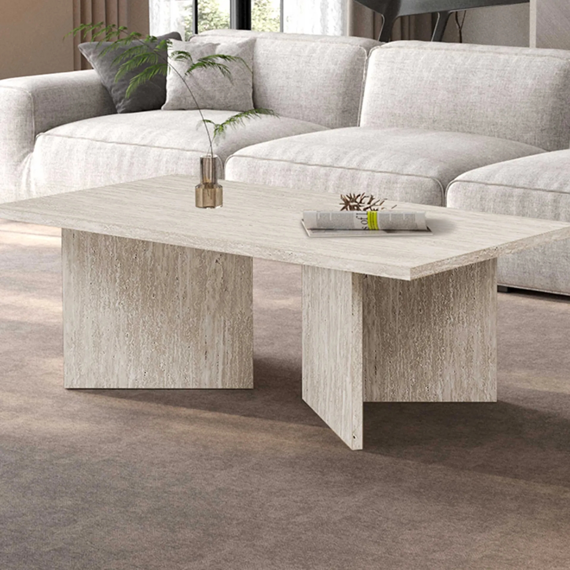 Rousseau Couchtisch Litar - 125x65x42cm - Travertin