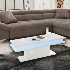 Web-Furniture Couchtisch Little Big | Inklusive Beleuchtung | 100 x 55 x 42 cm | High Gloss White