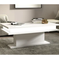 Web-Furniture Couchtisch Little Big | Inklusive Beleuchtung | 100 x 55 x 42 cm | High Gloss White