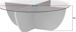 Emob Couchtisch Liya - 100% TEMPERED GLASS - Travertin - 30 x 90 x 90 cm