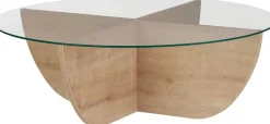 Emob Couchtisch Liya - 100% TEMPERED GLASS - Saphireiche - 30 x 90 x 90 cm