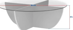 Emob Couchtisch Liya - 100% TEMPERED GLASS - Walnuss - 30 x 90 x 90 cm