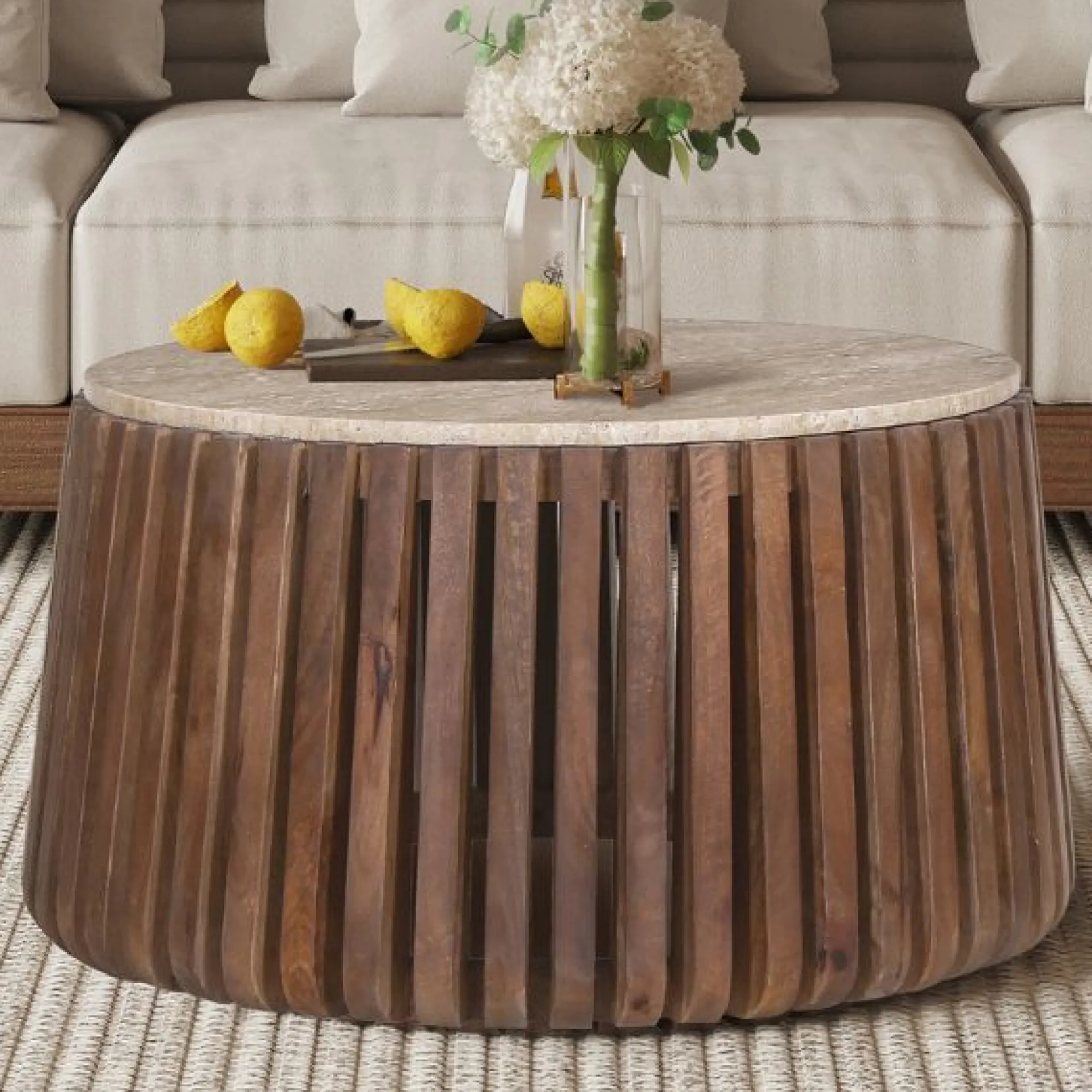 Rousseau Couchtisch Lucce | Ø70 x 40 cm | Mangoholz