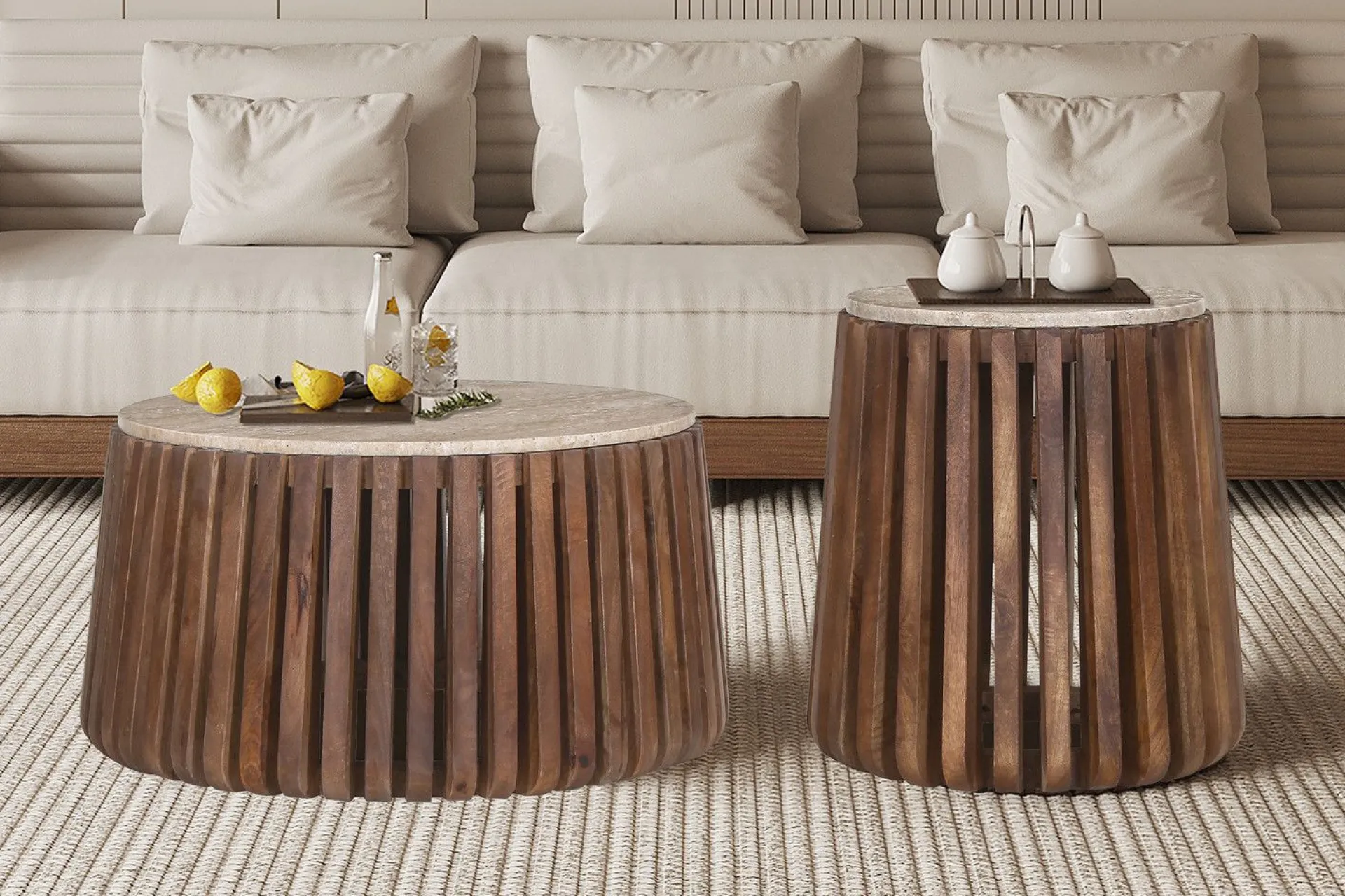 Rousseau Couchtisch Lucce | Ø70 x 40 cm | Mangoholz