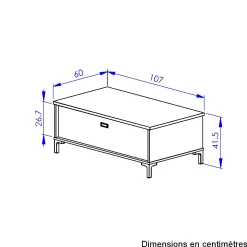 Gautier - Diagone Couchtisch Manchester | Mit Ablagefläche | 109 x 60 x 36 cm | Helvezia Oak Design