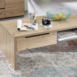 Emob Couchtisch Medina 110x65cm 2 Schubladen - Eiche