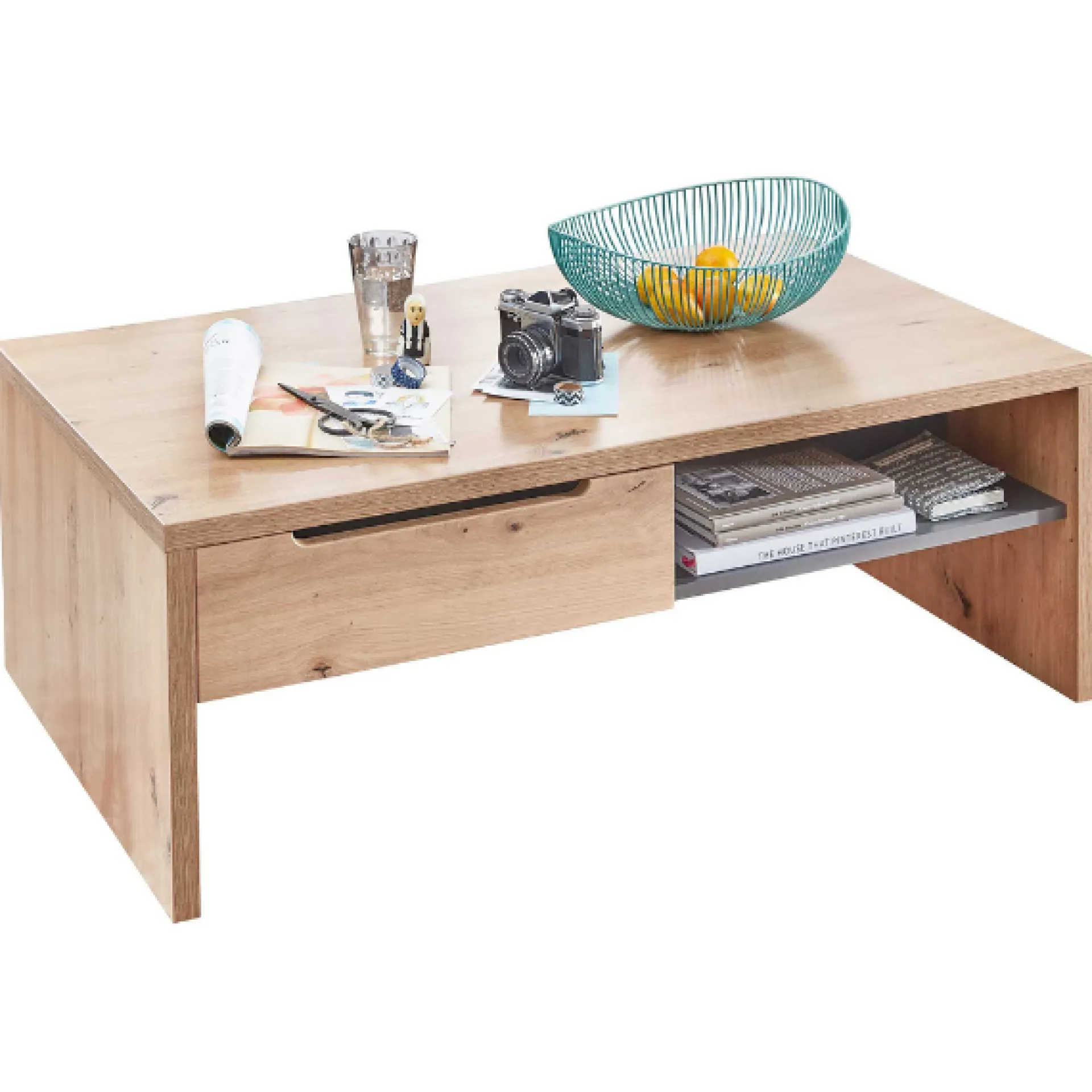 Emob Couchtisch Medina 110x65cm 2 Schubladen - Eiche