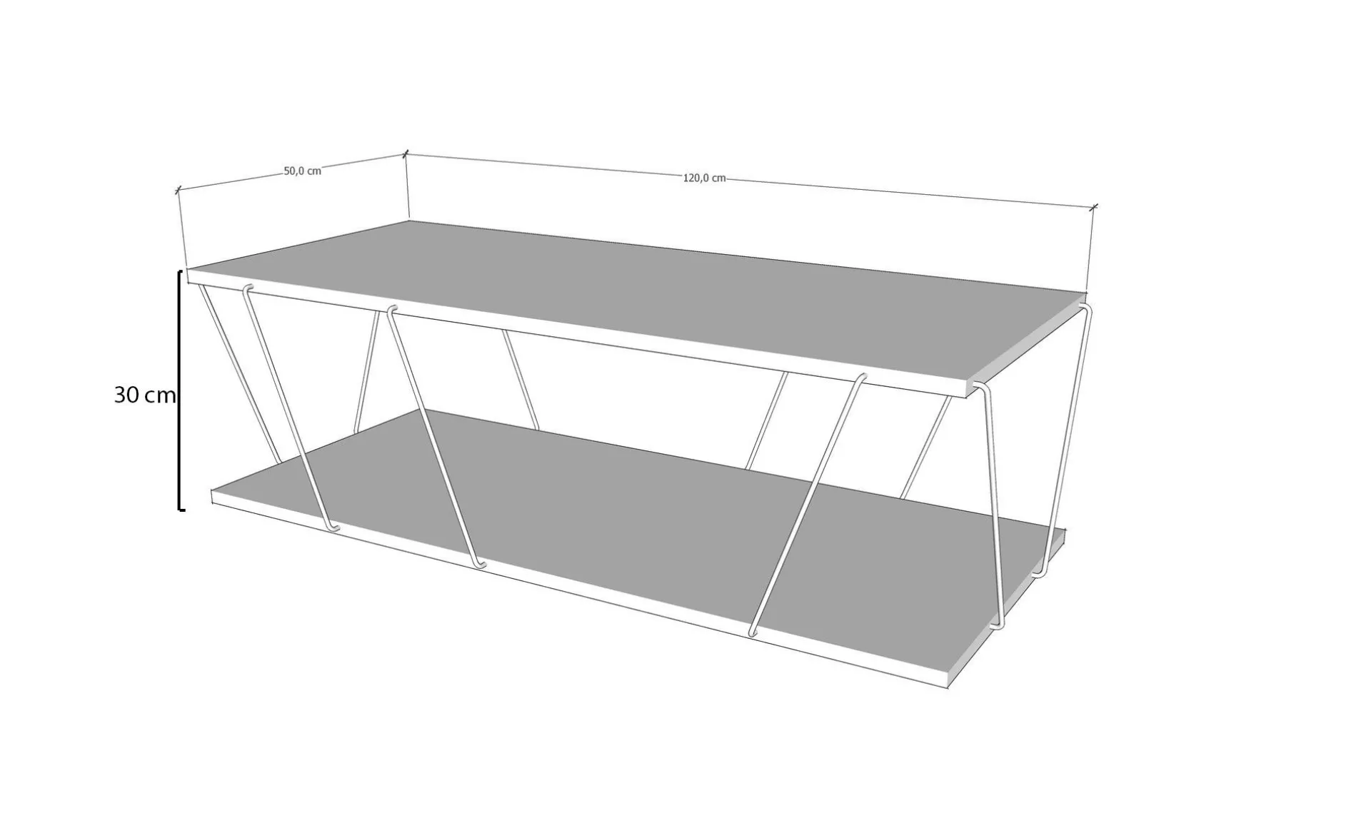 Emob Couchtisch | 100% Melaminbeschichtung | Metallgestell | 120x30x50 cm | Schwarz