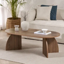 Emob Couchtisch Melina - 100% MELAMINE - Walnuss - 40 x 60 x 120 cm